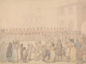 Revue de la milice de Northampton à Brackley - Thomas Rowlandson